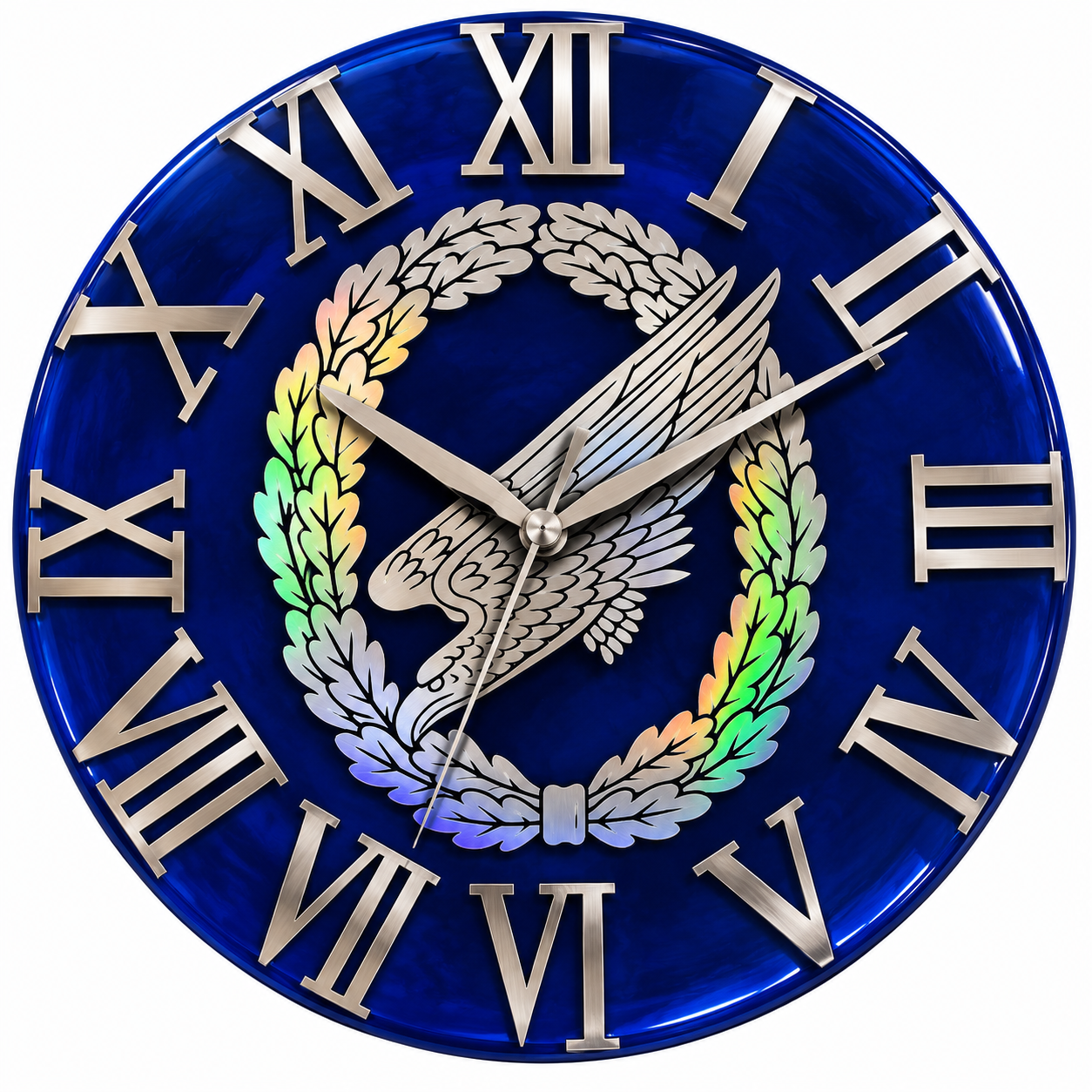 Uhr aus Epoxidharz mit einem individuellen Abzeichen oder Bild
